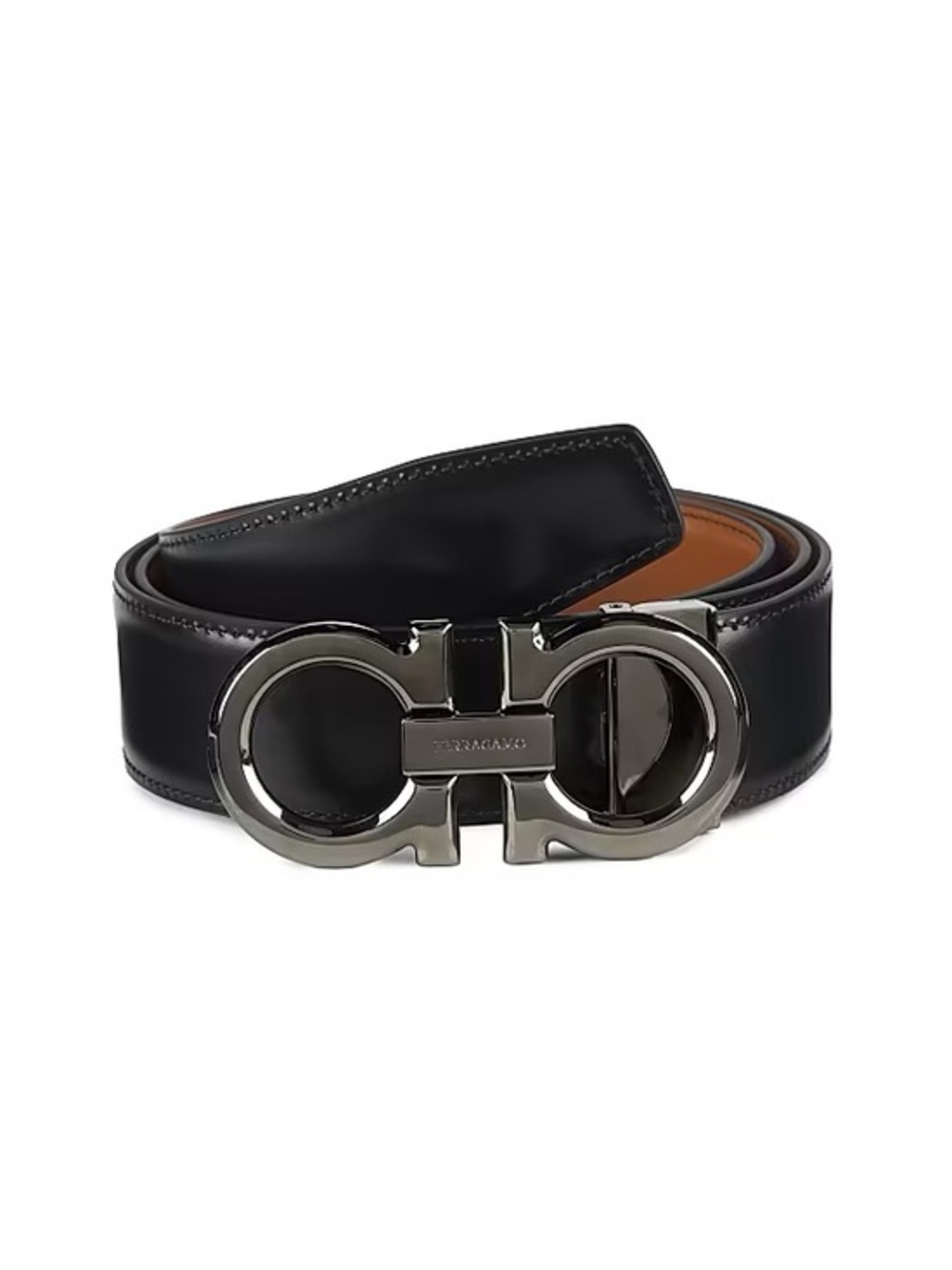 Salvatore Ferragamo Reversible Black/Brown Leather Belt with Gancini Buckle